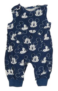 Tmavomodré bavlněné laclové tepláky s Mickeym Disney