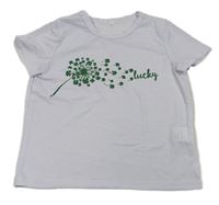 Bílé crop tričko s pampeliškou 