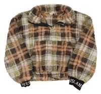 Barevná kostkovaná chlupatá crop bunda River Island