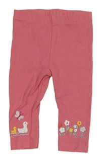 Růžové legíny s kachničkou a kytičkami Nutmeg 