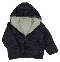 Tmavomodrá šusťáková prošívaná zimní bunda s kapucí M&Co.