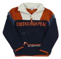 Tmavomodro-bílo-rezavá fleecová mikina s nápisem Creeks