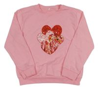 Světlerůžová mikina se srdíčky 