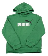 Zelená mikina s logem a kapucí Puma