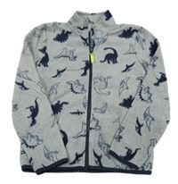 Šedá fleecová propínací mikina s dinosaury Kids