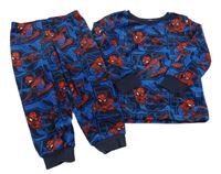 Tmavomodro-modré plyšové pyžamo se Spider-manem C&A