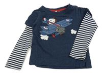 Tmavomodro-pruhované triko se Snoopym H&M