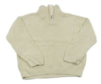 Smetanový žebrovaný svetr s rolákem H&M