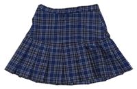 Tmavomodro-bílo-hnědá kostkovaná skládaná sukně H&M