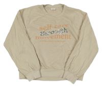 Béžová crop mikina s nápisem a flitry S. Oliver