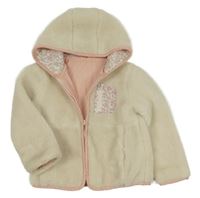 Smetanovo-růžová huňatá podšitá bunda s kytičkami a kapucí Dunnes