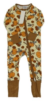 Nové - Smetanovo-hnědý overal s dýněmi 