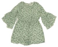 Světlezelený šifonový květovaný kraťasový overal  H&M