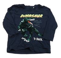 Tmavomodré triko s dinosaurem z překlápěcích flitrů Topolino