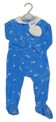 Nové - Modrý sametový overal se slony a límečkem Leigh Tucker