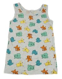 Šedé melírované tílko s Pokémony 