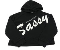 Černá crop mikina s nápisem a kapucí River Island 