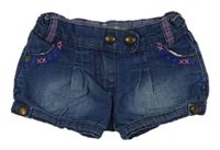 Tmavomodré riflové kraťasy s výšivkou Orchestra