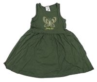 Khaki bavlněné šaty s motýlem C&A