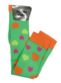 Nové - Neonově zelené nadkolenky se srdíčky vel. 31-34