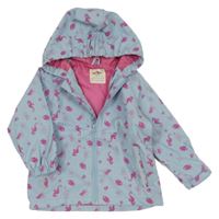 Světlemodrá nepromokavá jarní bunda s mořskými živočichy a kapucí Kuniboo