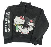 Tmavošedá crop oversize mikina s Kitty Primark