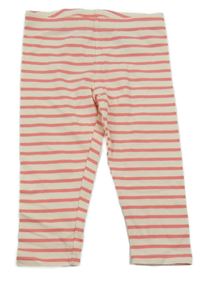 Smetanovo-růžové pruhované capri legíny H&M