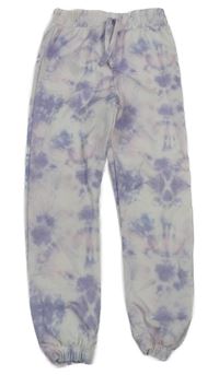 Bílo-fialovo-růžové batikované tepláky Matalan