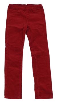 Červené manšestrové elastické kalhoty H&M