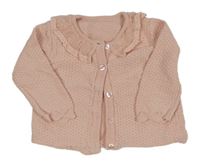 Světlerůžový vzorovaný propínací svetr s límečkem Matalan
