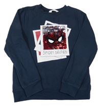 Tmavomodrá mikina se Spidermanem z flitrů H&M