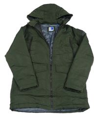 Tmavozelená šusťáková zimní bunda s kapucí Jack & Jones
