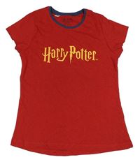 Červeno-tmavomodré melírované tričko s nápisem - Harry Potter 