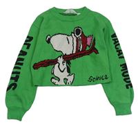 Zelený pletený crop svetr se Snoopym H&M