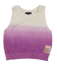 Bílo-růžovo-fialový froté crop top s nášivkou STACCATO