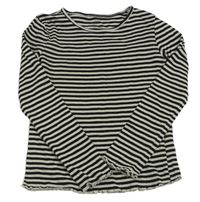 Černo-smetanové pruhované žebrované crop triko H&M