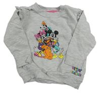 Šedá melírovaná mikina s Minnie a Mickey s kamarády a volánky Disney
