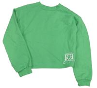 Zelená crop mikina s logem a srdíčky RIVER ISLAND