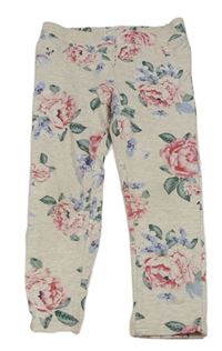 Světlebéžové melírované tregíny s růžemi H&M