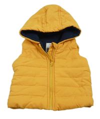 Žlutooranžová prošívaná šusťáková zateplená vesta s kapucí F&F