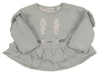 Světlešedá oversize mikina se zajíčkem a volánky Next