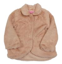 Pudrový kožešinový podšitý kabát s límečkem ISAAC MIZRAHI