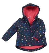 Tmavomodrá šusťáková zimní bunda s koníky a kapucí Topolino