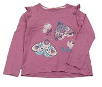 Starorůžové triko s můrami a volánky little kids