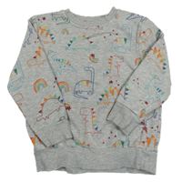 Šedá melírovaná mikina s dinosaury George