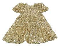 Smetanovo-zlaté tylové flitrové šaty St. Bernard