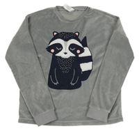 Šedá plyšová pyžamová mikina s mývalem C&A