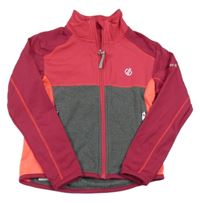 Malinovo-šedo-křiklavě korálovo-vínová thermo propínací mikina s logem Dare 2B