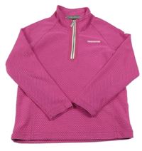 Tmavorůžová vzorovaná fleecová funkční mikina s logem CRAGHOPPERS