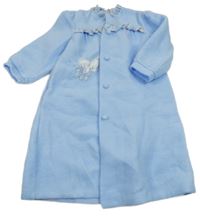 Světlemodrý fleecový župan s kočičkou a volánky